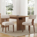 Mid Century Modern Dining Chairs Set of 2 Upholstered Linen Fabric Dining Chairs Curved Backrest Farmhouse Dining Room Chairs Kitchen Chairs with Wood Legs, Beige