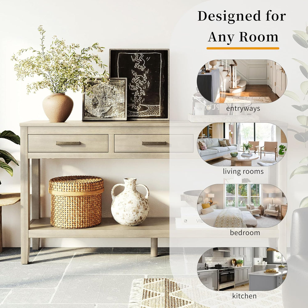 59’’ Modern Entryway Console Table with Storage, Easy Assembly, Gray | 13.8’’...