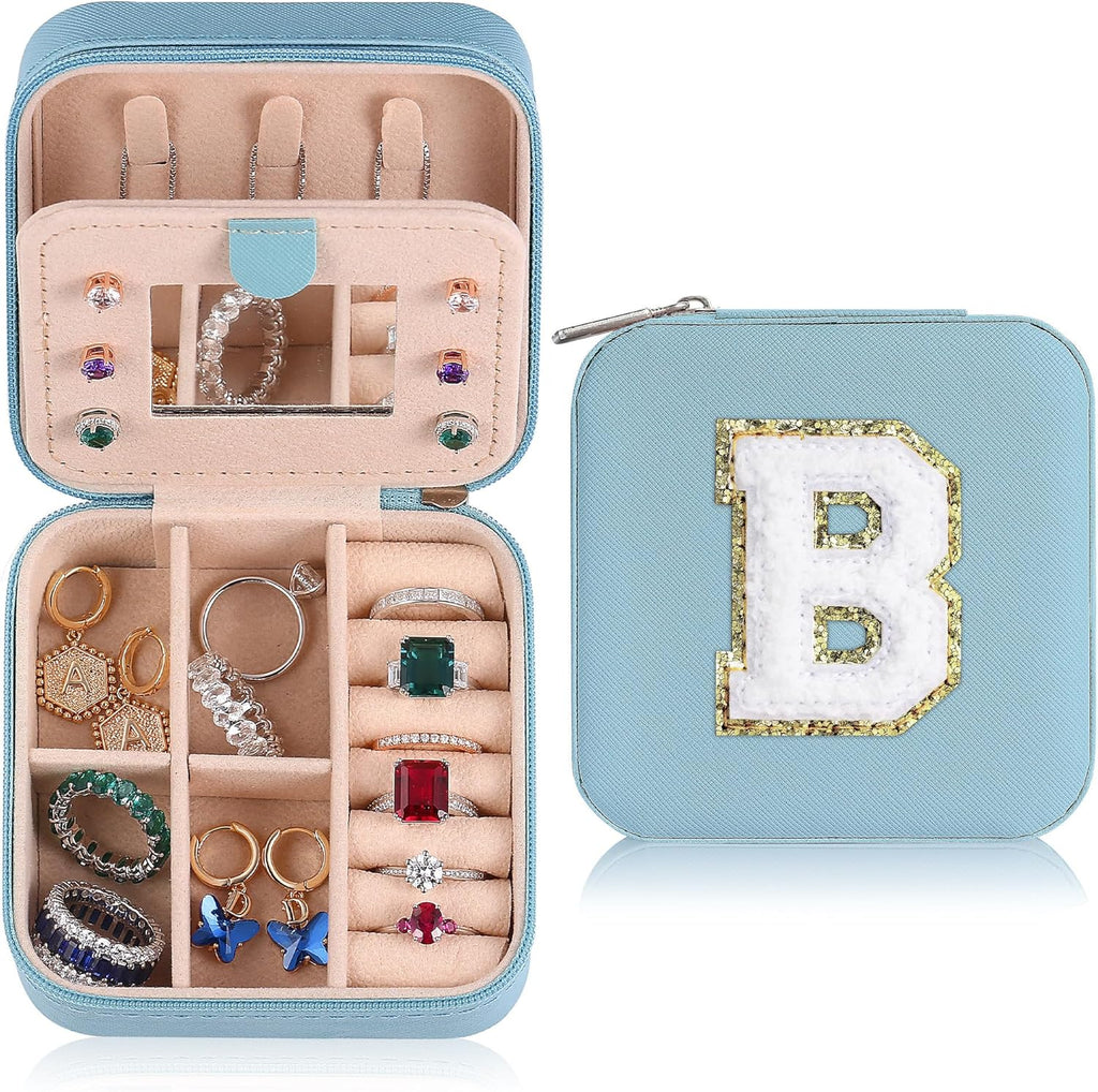 Parima Birthday Gifts for Women - Travel Jewelry Box, Unique Gifts for Women Jewelry Case | Friends, Daughter, Granddaughter - Letter B, Sky Blue