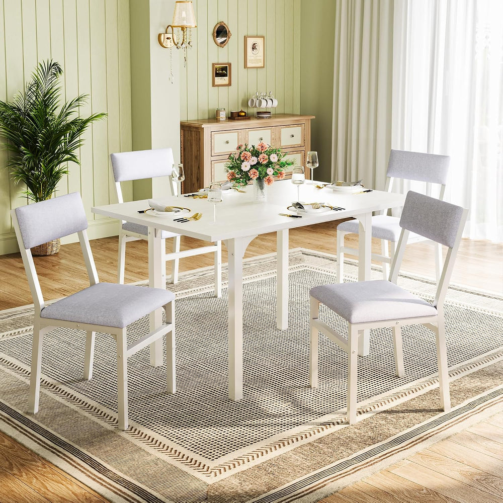HUAHUU Dining Table Set for 4, Extendable Kitchen Table Cushion Chairs Set of...