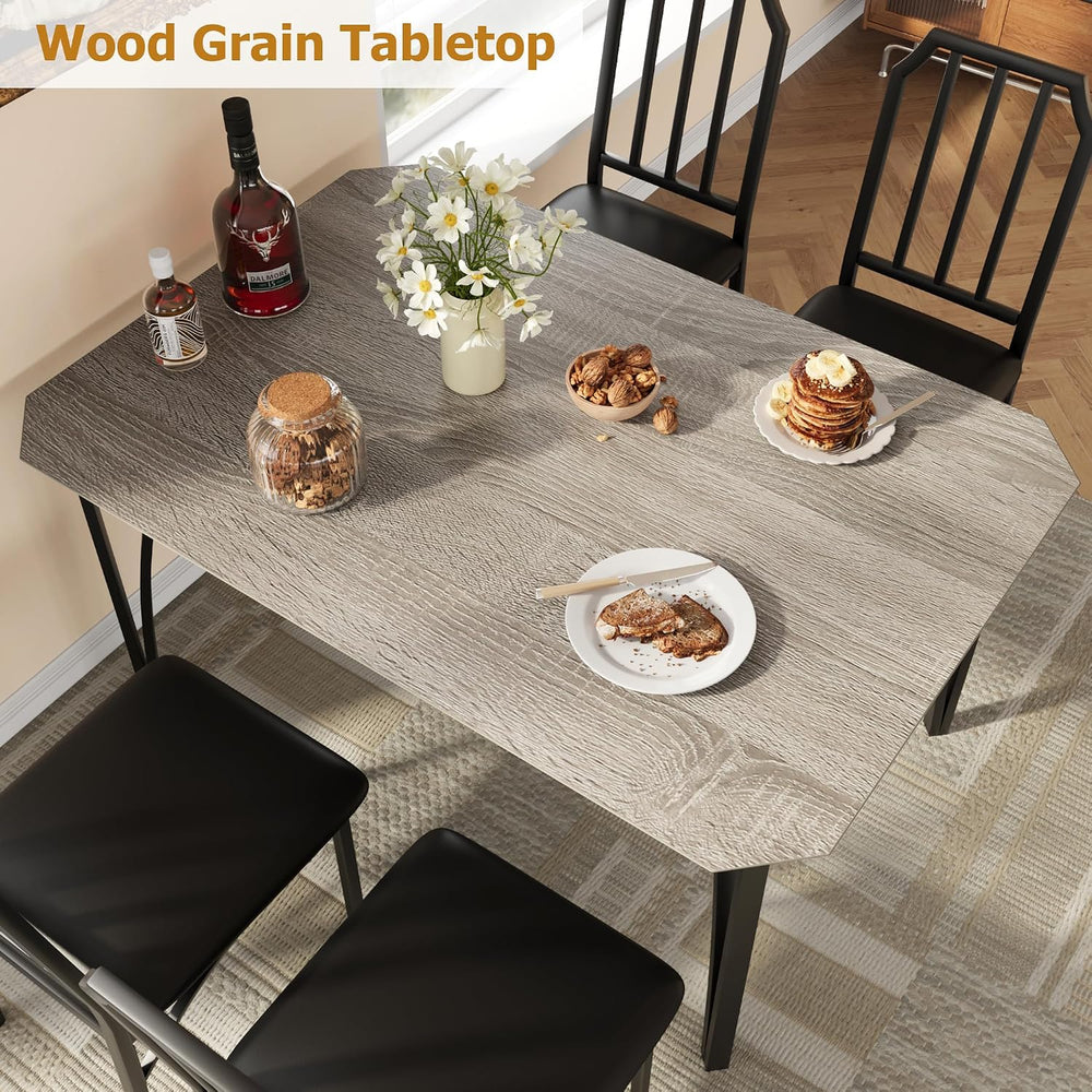 GAOMON 5-Piece Dining Table Set for 4, Modern Kitchen Table with Chamfered De...