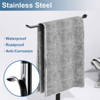 Towel Rack T-Shape Hand Holder for Bathroom,Headband and Lightweight Bathroom Racks,Kitchen Black Holder,Stainless Steel Waterproof Counter Organizer