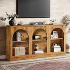 Tribesigns TV Consoles with Storage Cabinets, Television Stand for 55/60/65 Inch TV, Farmhouse Media Entertainment Center Stand for Living Room, Natural Wood
