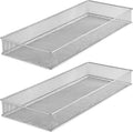 YBM HOME Silver Mesh Drawer Cabinet and or Shelf Organizer Bins, School Supply Holder Office Desktop Organizer Basket (2, 6x15x2 Inch)