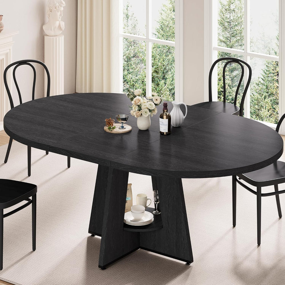 43''–59'' Extendable Dining Table, Round Kitchen Dining Room ...