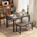 Shahoo Kitchen Table and 2 Chairs for 4 with Bench, 4 Piece Dining Sets for Small Space, Grey Wash