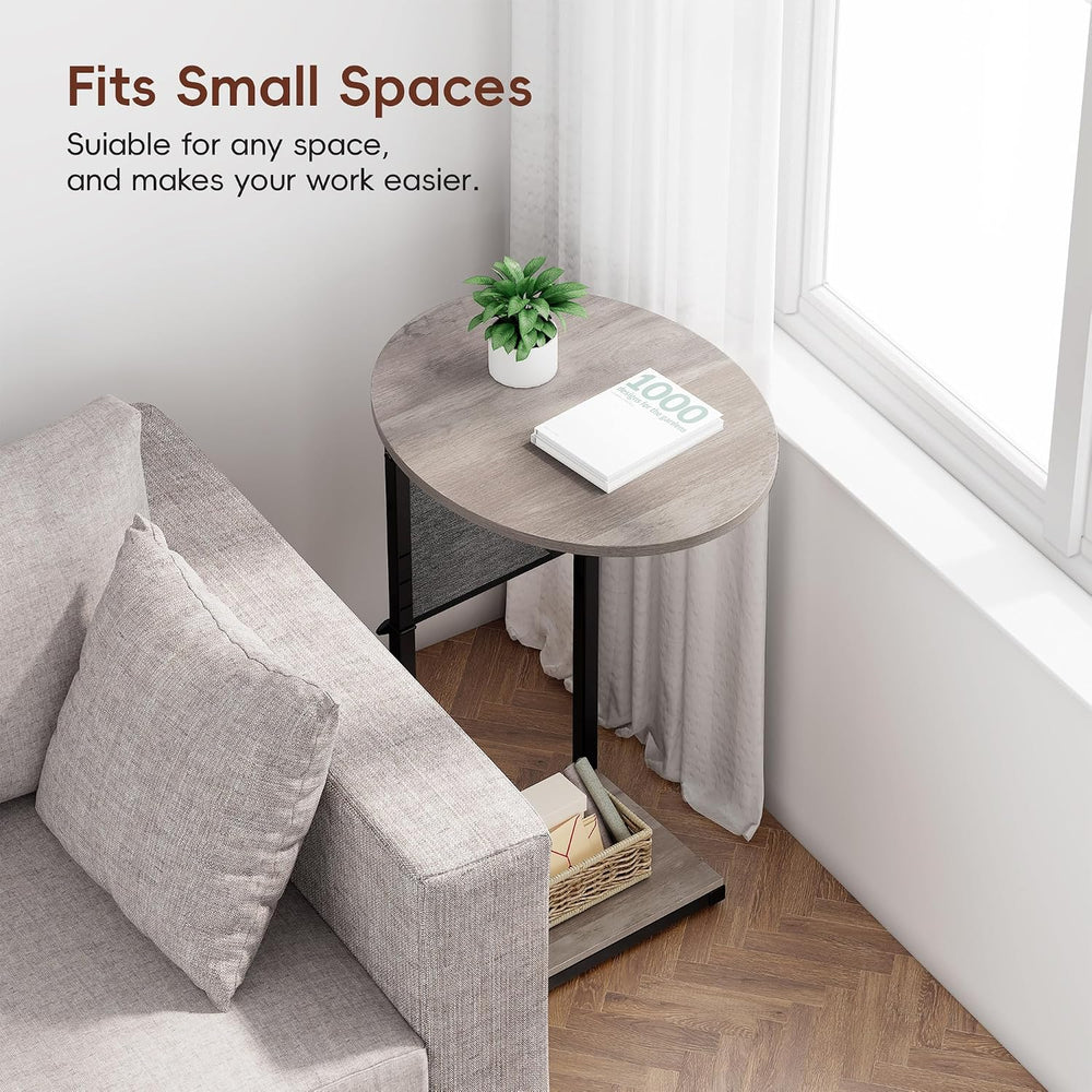 Vagusicc C Shaped End Table, Adjustable Height Small Side Table for Couch and...