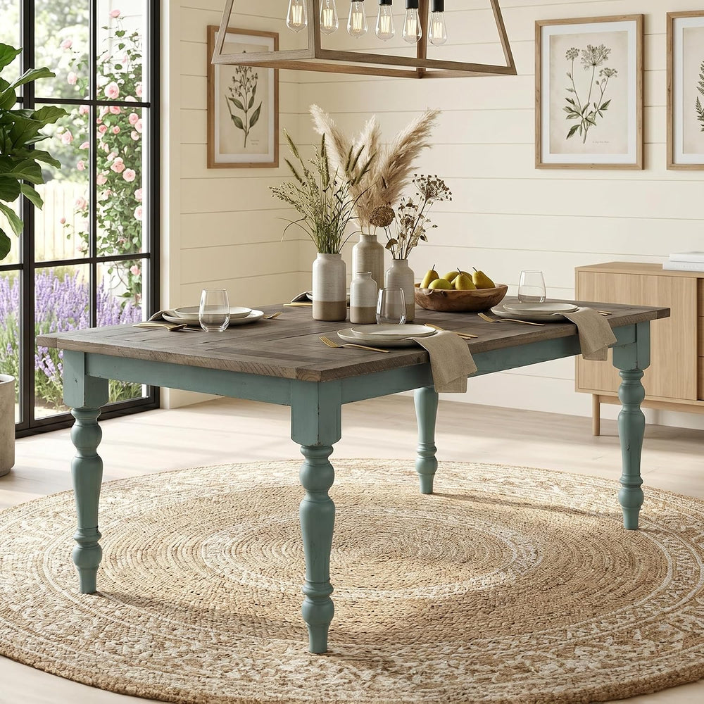 Roundhill Furniture Prato 6-Piece Dining Set, Dining Table with 4 Cross Back ...