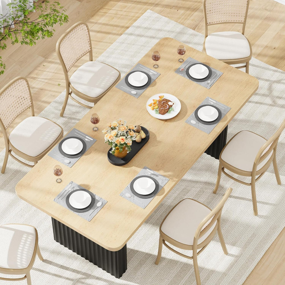 Garvee Modern Dining Table for 6-8, 71" Rectangular Farmhouse Kitchen Ta...
