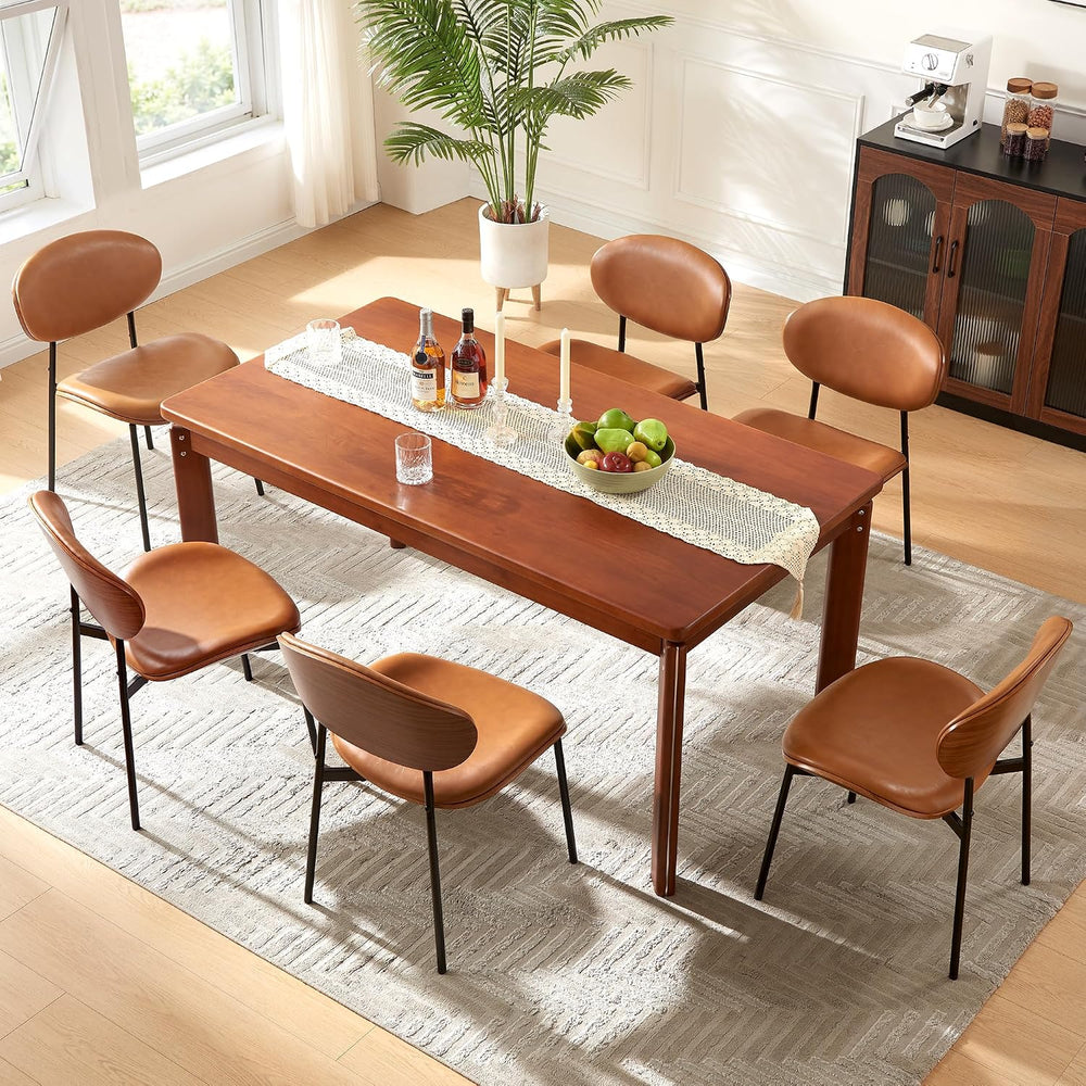 BedsPick Mid-Century Modern Dining Chairs Set of 6, PU Leather Upholstered Di...