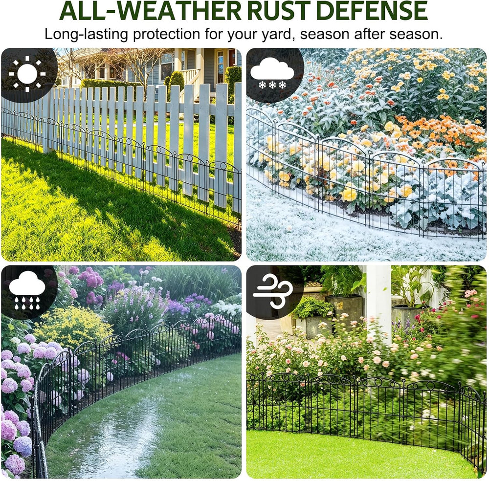 Decorative Garden Fence 17in x 50ft, 50 Panels No Dig Fence, Metal Fencing