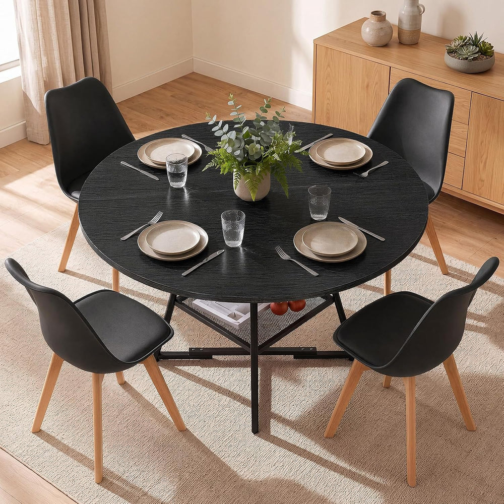 47in Round Dining Table Set for 4, Kitchen Table with Chairs | Circle Table, ...