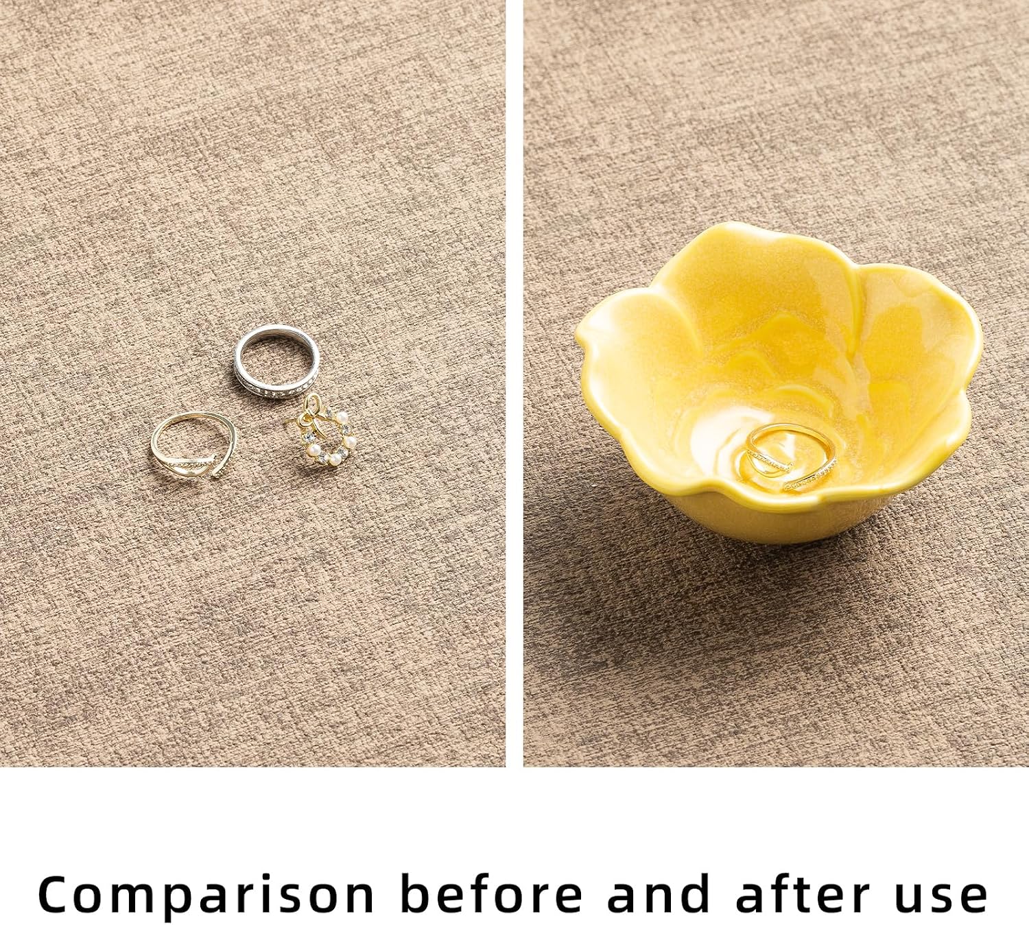 Small Rose Jewelry Dish, Ring Holder Dish, Ceramic Jewelry Tray | Keeps rings, earrings, coins, and keys easy to find on vanities or nightstands, and makes a sweet gift for moms and sisters