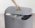 Joseph Joseph Tota Trio 90 liter/23.8 gallon Laundry Hamper Separation Basket with lid, 3 Removable Washing Bags with Handles- Gray