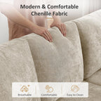 112'' Sectional Sleeper Sofa with Pull Out Bed, U Shaped 7 Seater Modular Sectional Sofa with Storage Chaise, Modern Sectional Sofas & Couches with 4 Pillows, Chenille Sofa Bed for Living Room, Camel