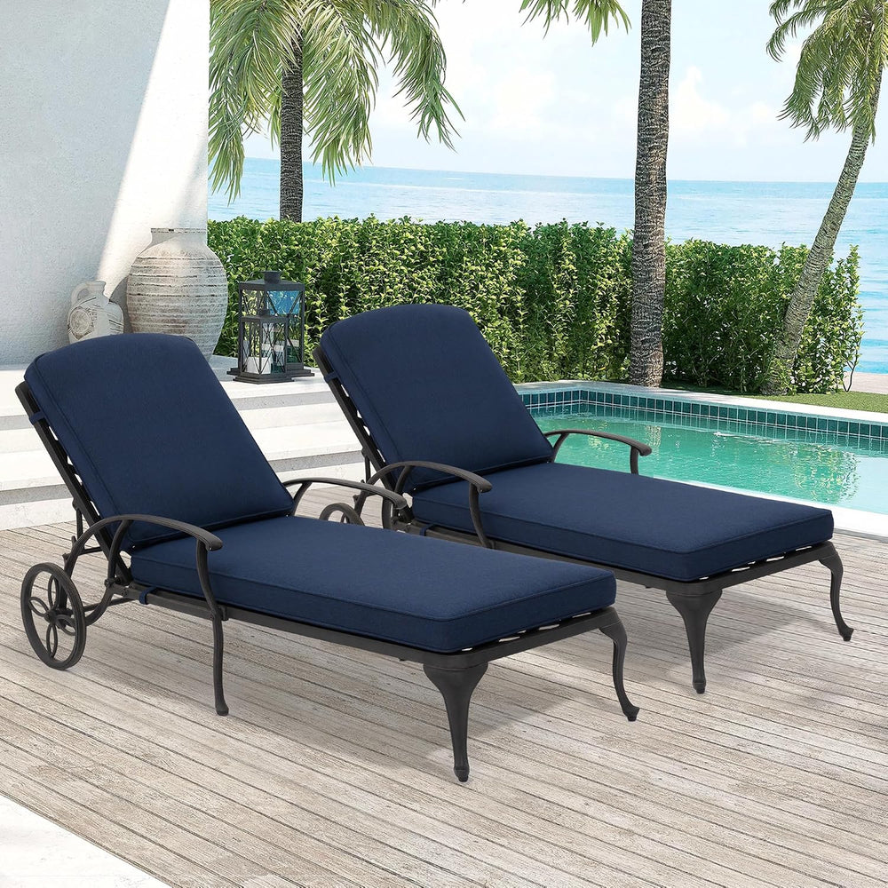 Chaise Lounge Chair Outdoor- Set of 2 Patio Pool Chairs Tanning Lounges for O...