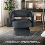 Lexicon Swivel Accent Chair, Modern Velvet Round Barrel Chair, Dark Gray | Swivel Chair with Open Back, Plush Foam Cushions, Metal Swivel Base for Living Room/Bedroom/Office/Small Spaces