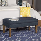 Homepop Home Decor | Upholstered Decorative Storage Ottoman Bench | Ottoman Bench with Storage for Living Room & Bedroom | Decorative Home Furniture, Navy Large