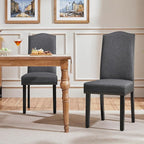 Yaheetech Upholstered Dining Chairs Set of 2, Modern Kitchen Chairs with Nailhead Trims and Solid Wood Legs for Dining Room, Living Room, Restaurant, Fabric Armless Design, Dark Gray