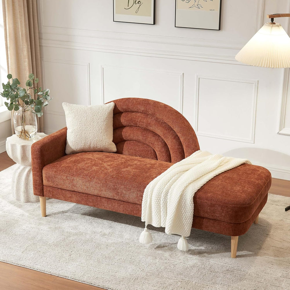 62.2" Linen Chaise Lounge Chair Indoor with Right Armres, Ocher Orange |...