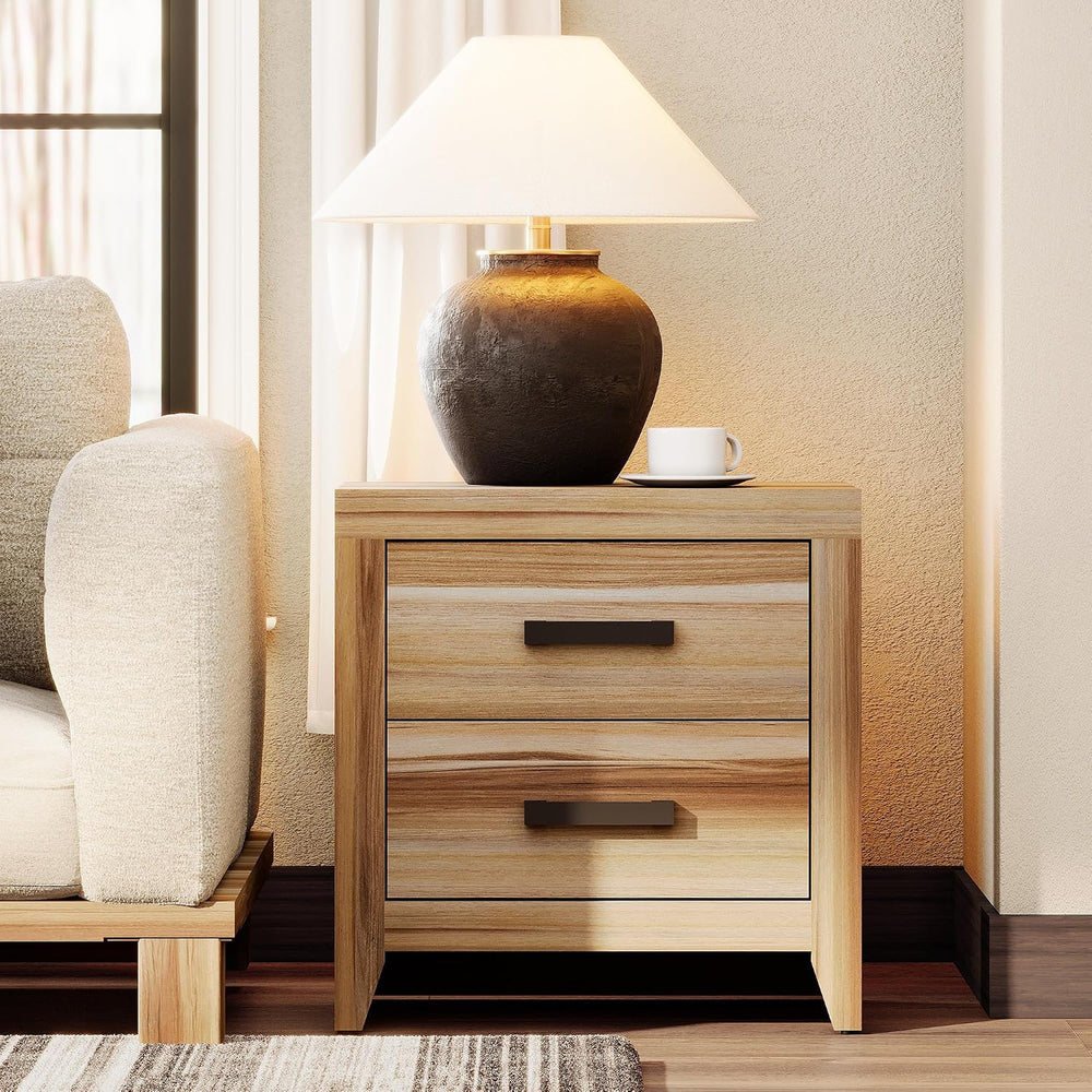 WAMPAT End Table with 2 Large Drawers, Farmhouse Side Table with Storage, Rus...