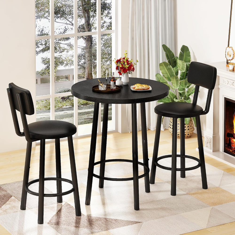 Recaceik 3‑Piece Pub Dining Set, Counter Height Modern Round Bar Table with W...