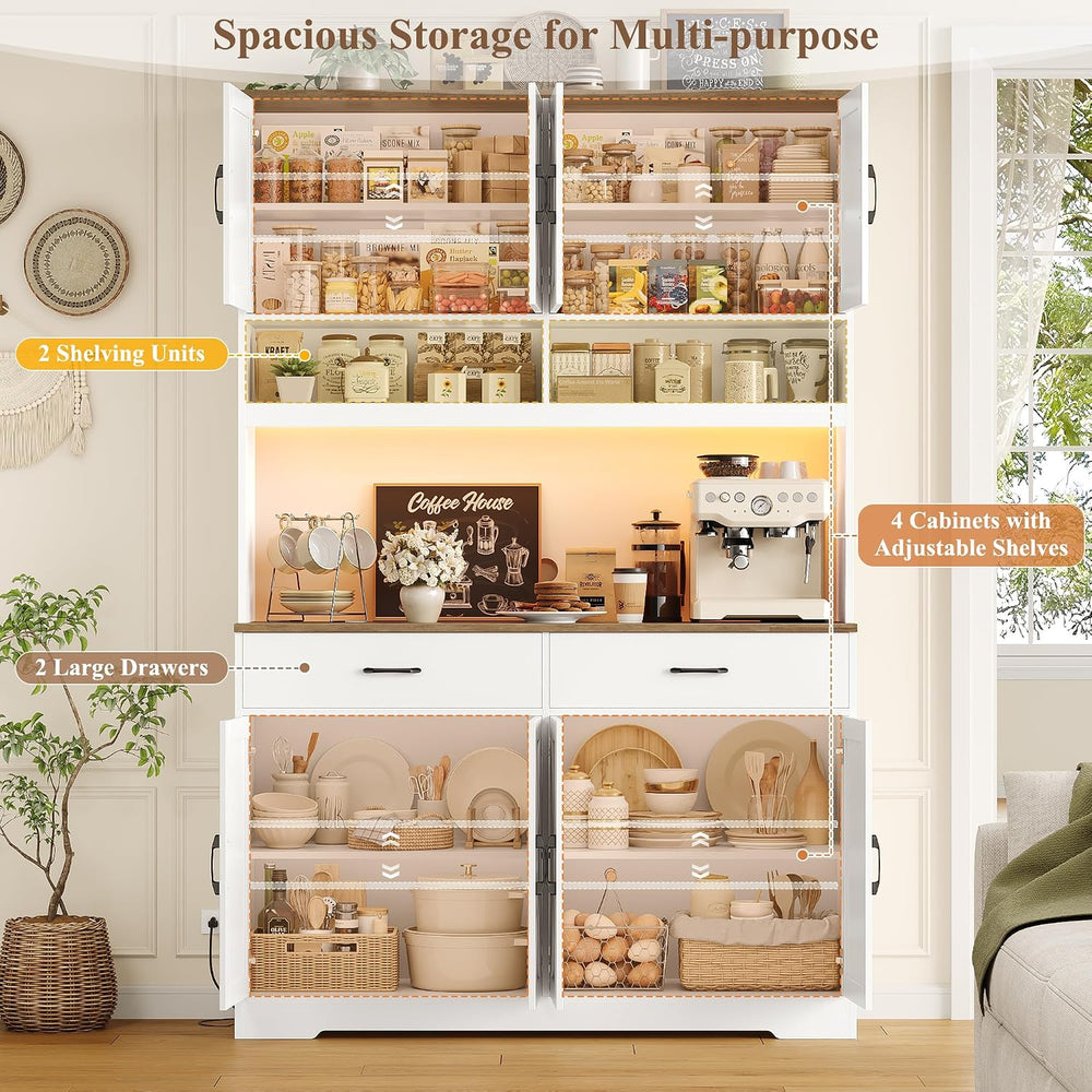 HOSTACK 75" Tall Kitchen Pantry Storage Cabinet, 45" W Hutch Cabine...