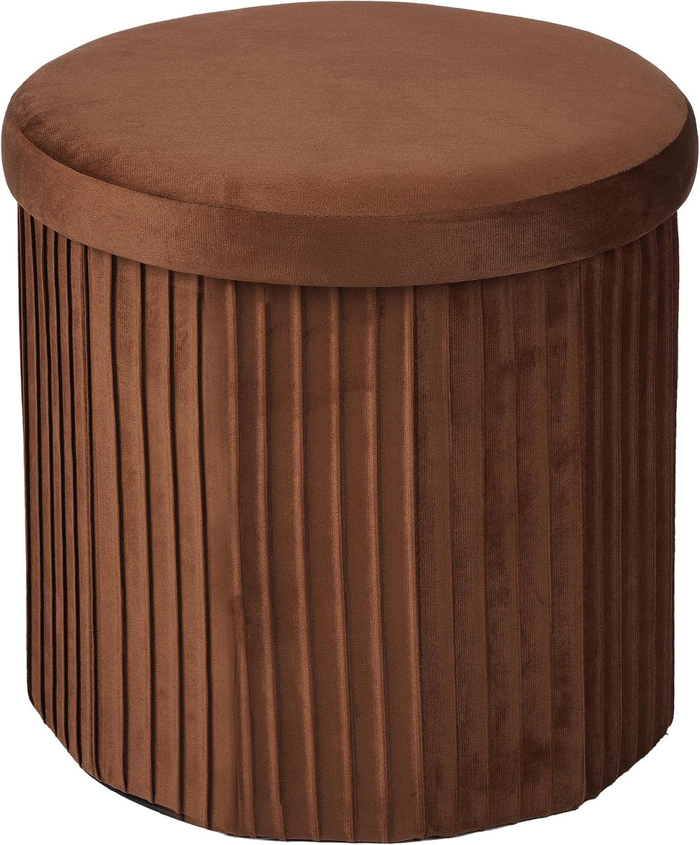 Relaxdays Velvet Stool with Storage Space, Padded, Foldable, H x D: 38 x 38 c...