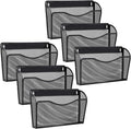 6 Pack Wall File Organizer, Mesh Hanging Metal Vertical Wall Mounted File Holder for Office/Home