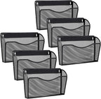 6 Pack Wall File Organizer, Mesh Hanging Metal Vertical Wall Mounted File Holder for Office/Home