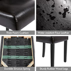 Yaheetech Upholstered Dining Chairs Set of 2 Modern Leather Parsons Kitchen Chairs with Button Tufted High Back and Solid Wood Legs and for Dining Room/Living Room/Restaurant, Brown