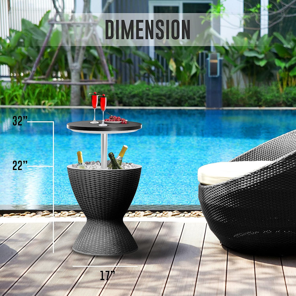 SereneLife Outdoor Cool Bar Table, 7.5 Gallon Beer and Wine Cooler, Patio Fur...