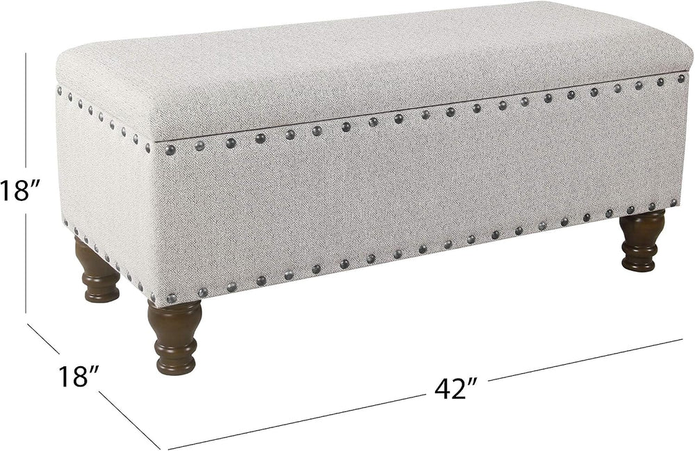 Homepop Home Decor | Upholstered Bench with Nailhead Trim | Large Ottoman wit...