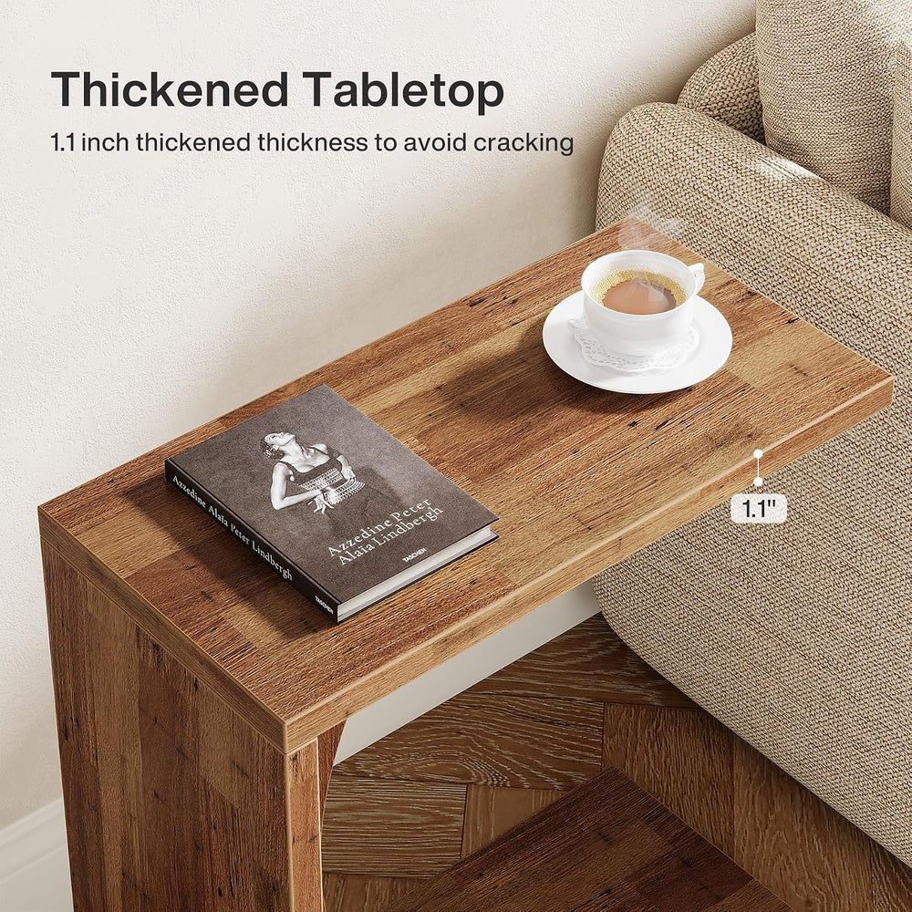Tribesigns C-Shaped End Table for Couch, Small Bedside Table for Sofa, Wooden...