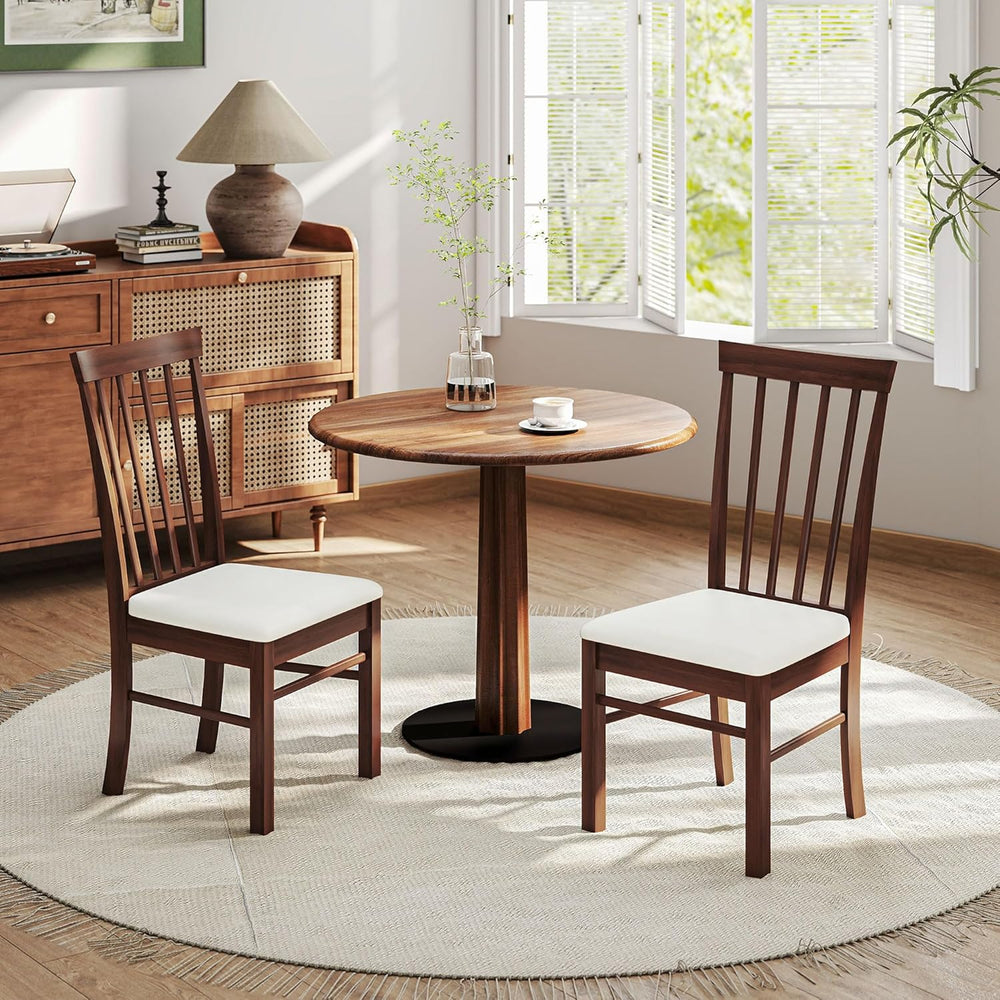 HOMCOM Wooden Dining Chairs Set, Farmhouse Upholstered Kitchen Chairs with Ru...