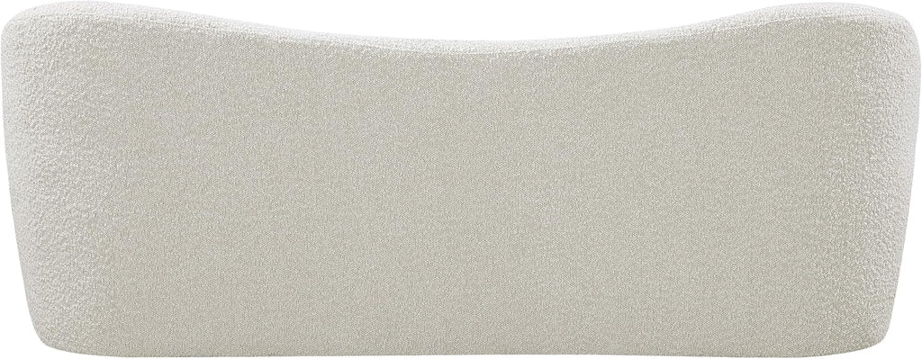 Meridian Furniture 119Cream Flair Collection Modern | Contemporary Boucle Fabric Upholstered Bench with Curved Back Design, Cream, 62" W x 23" D x 24" H