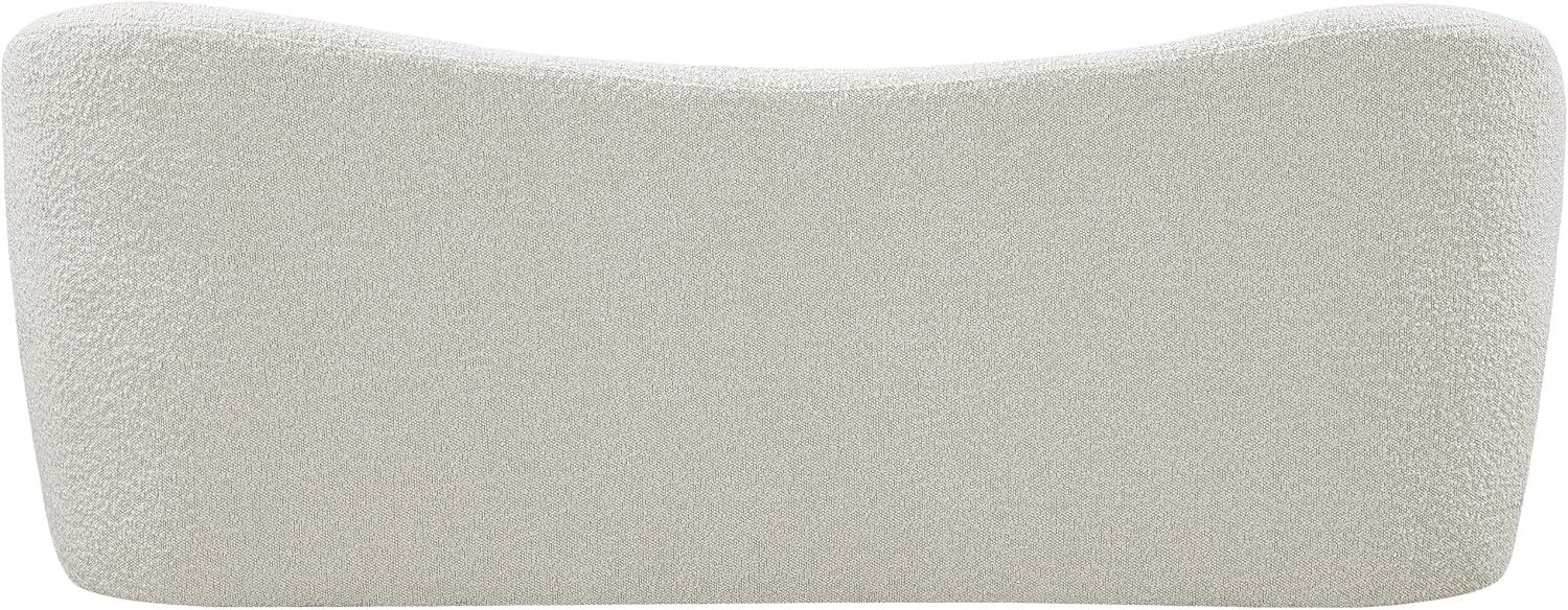 Meridian Furniture 119Cream Flair Collection Modern | Contemporary Boucle Fabric Upholstered Bench with Curved Back Design, Cream, 62" W x 23" D x 24" H