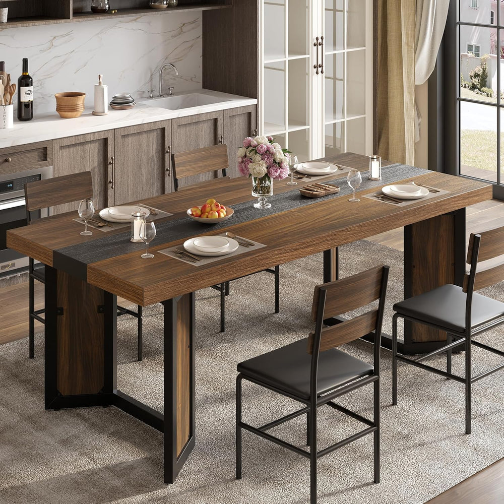 knoworld Rectangular Industrial Dining Room Table for 8 People, 71" Long...
