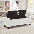 48" Storage Ottoman Bench, Ivory White | Faux Leather, Lift Top, For Living Room & Bed End, Upholstered Tufted PU
