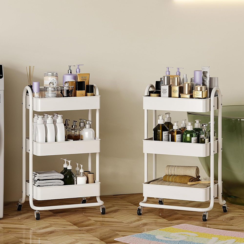 MIOCASA 3-Tier Metal Utility Rolling Cart, Heavy Duty Multifunction Cart with...