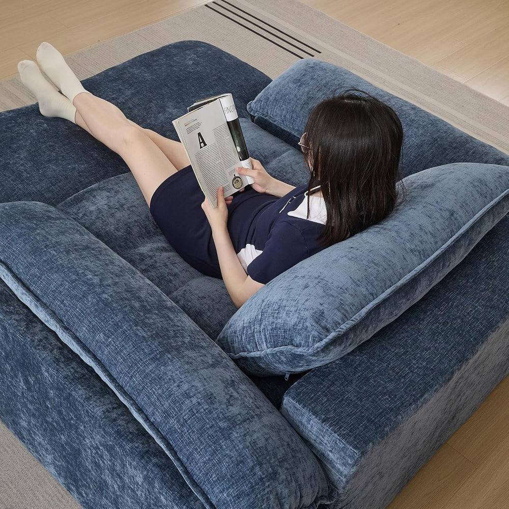 WUTUTUEE 69" Oversized Chaise Lounge Chair Indoor, No Assembly Blue Loun...