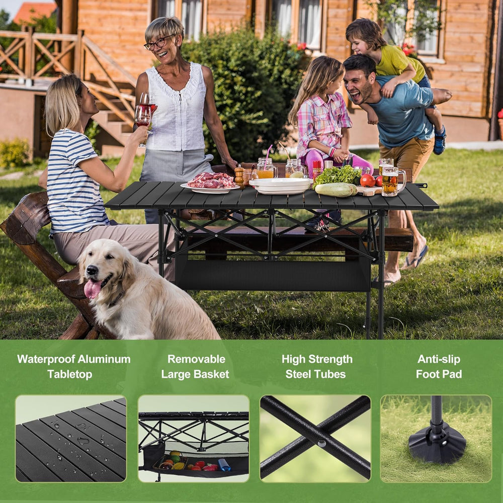 LET'S CAMP Folding Camping Table, Aluminum Roll-up Picnic Backpacking Tab...