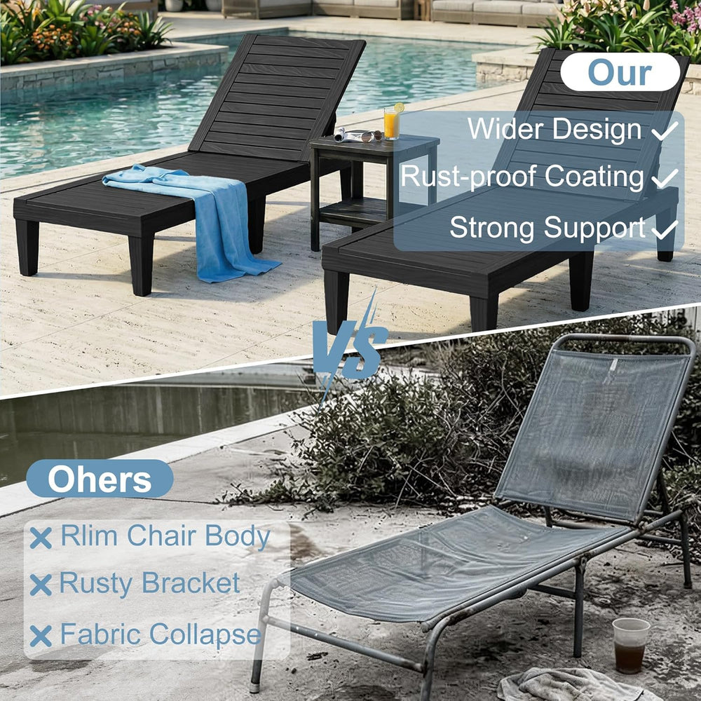 Lounge Chair Outdoor,Set of 2 All-Weather UV-Resistant & Waterproof Patio...