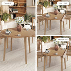COLAMY 3-Piece Extendable Dining Set for 2, 36" Kitchen Round Wood Table with 2 Nailhead Dining Room Chairs,Light Brown/Beige