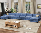 Homall 232" Modular Sectional Sofa, Oversized Sofa Couch with Reversible Ottoman, DIY Combination Chenille Deep 6-Seat Cloud Couch for Living Room, Apartment (Dark Blue, Oversized Sofa)