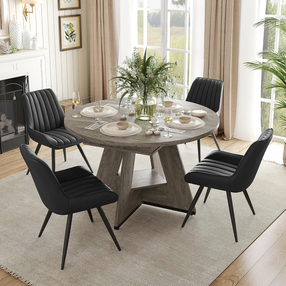 Miereirl Extendable Dining Table Set for 4-6, 47.24"-63" Round to O...