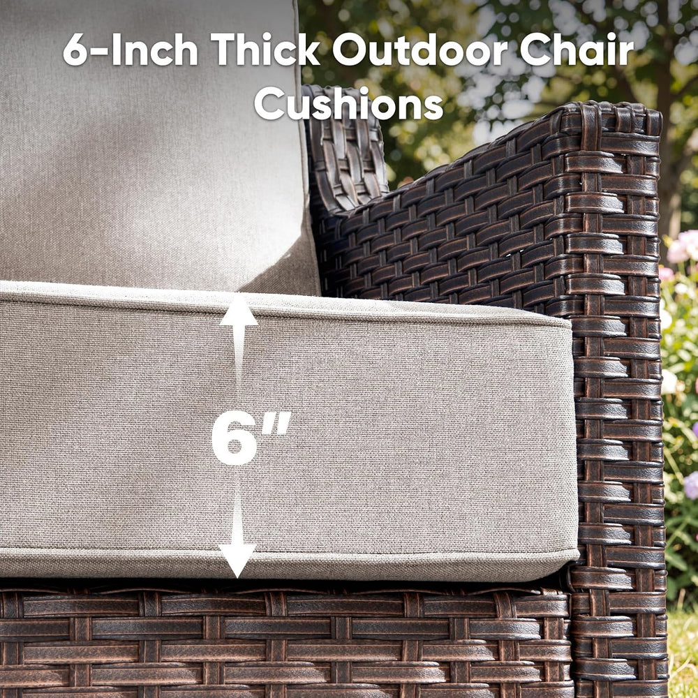 Luxury 6 Piece Patio Furniture Set-All Weather Outdoor Swivel Rocker Chairs w...