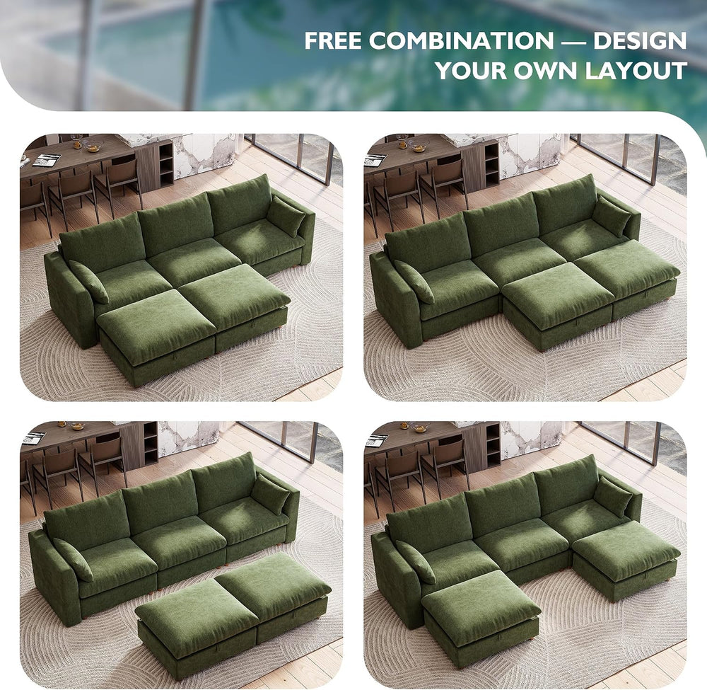 Ihanherry 117" Oversized Modular Sectional Sofa, Modern U Shaped Cloud C...