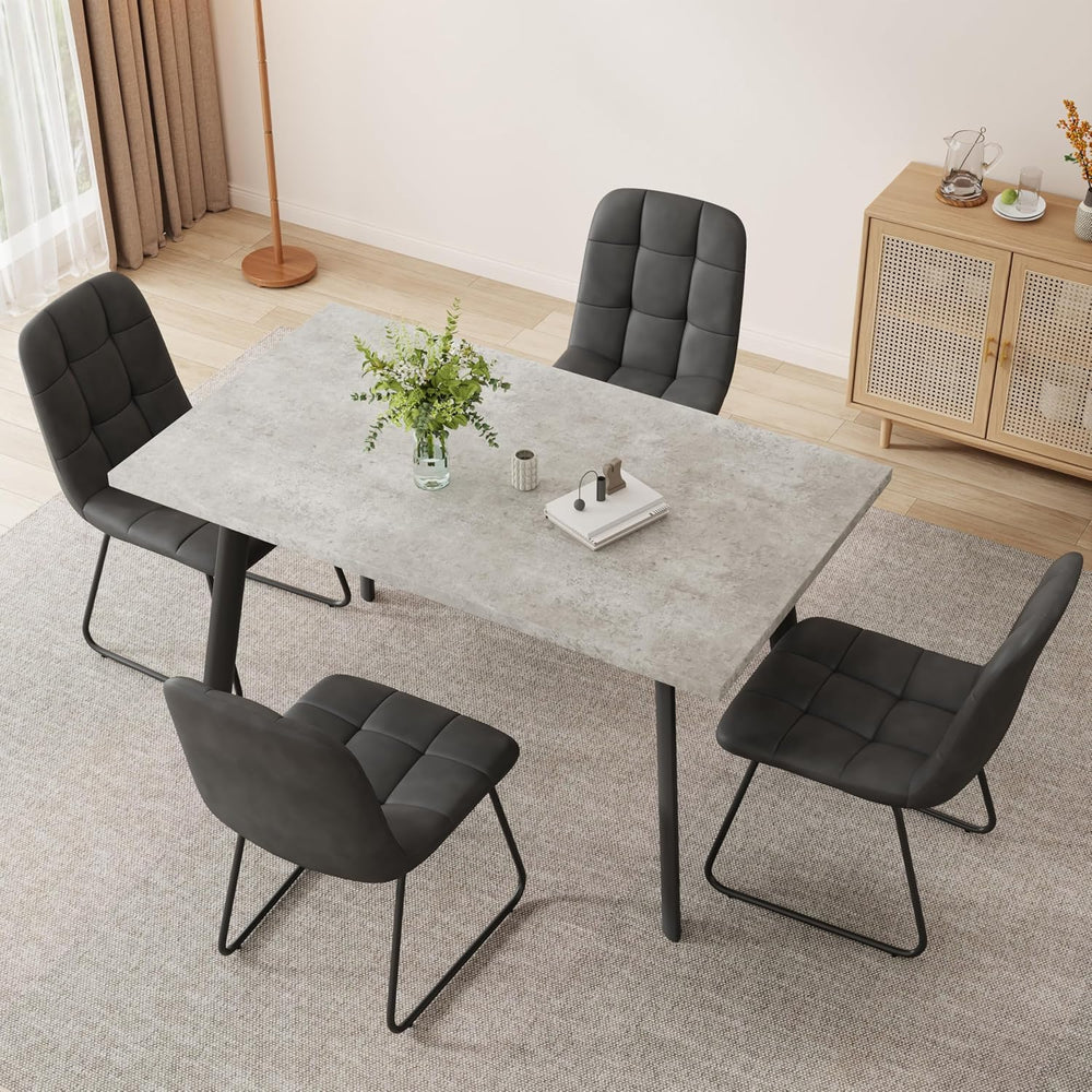 46.5" Modern Grey Dining Table Set for Small Spaces, 5-Piece Set with Re...