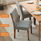 Upholstered Dining Chairs Set of 6, Modern Fabric Kitchen Side Chairs with Sturdy Wood Legs, Parsons Design, Comfortable Soft Linen for Dining Room, Restaurant, Cafe, Gray